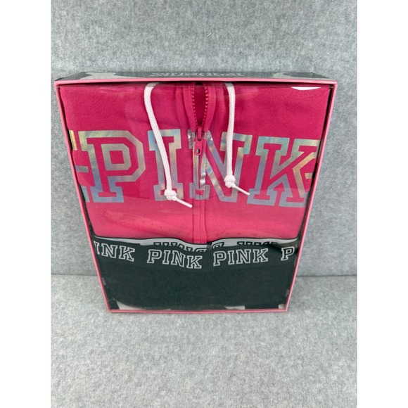 Victoria's Secret PINK Perfect Full Zip Hoodie Leggings Set SMALL Gift - Picture 1 of 5